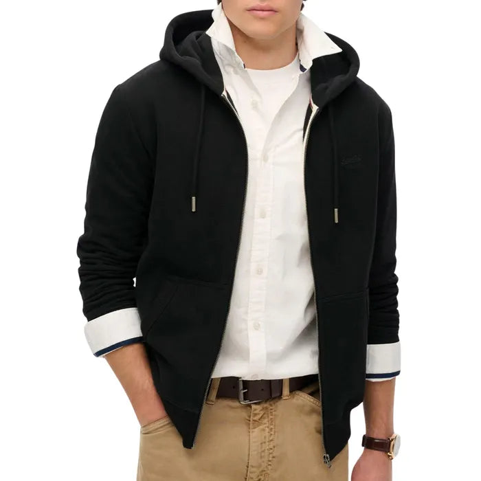 Essential Logo Half Brushed Zip Hoodie (2)