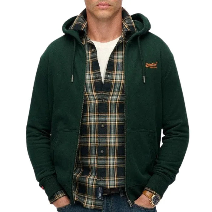 Essential Logo Half Brushed Zip Hoodie (1)