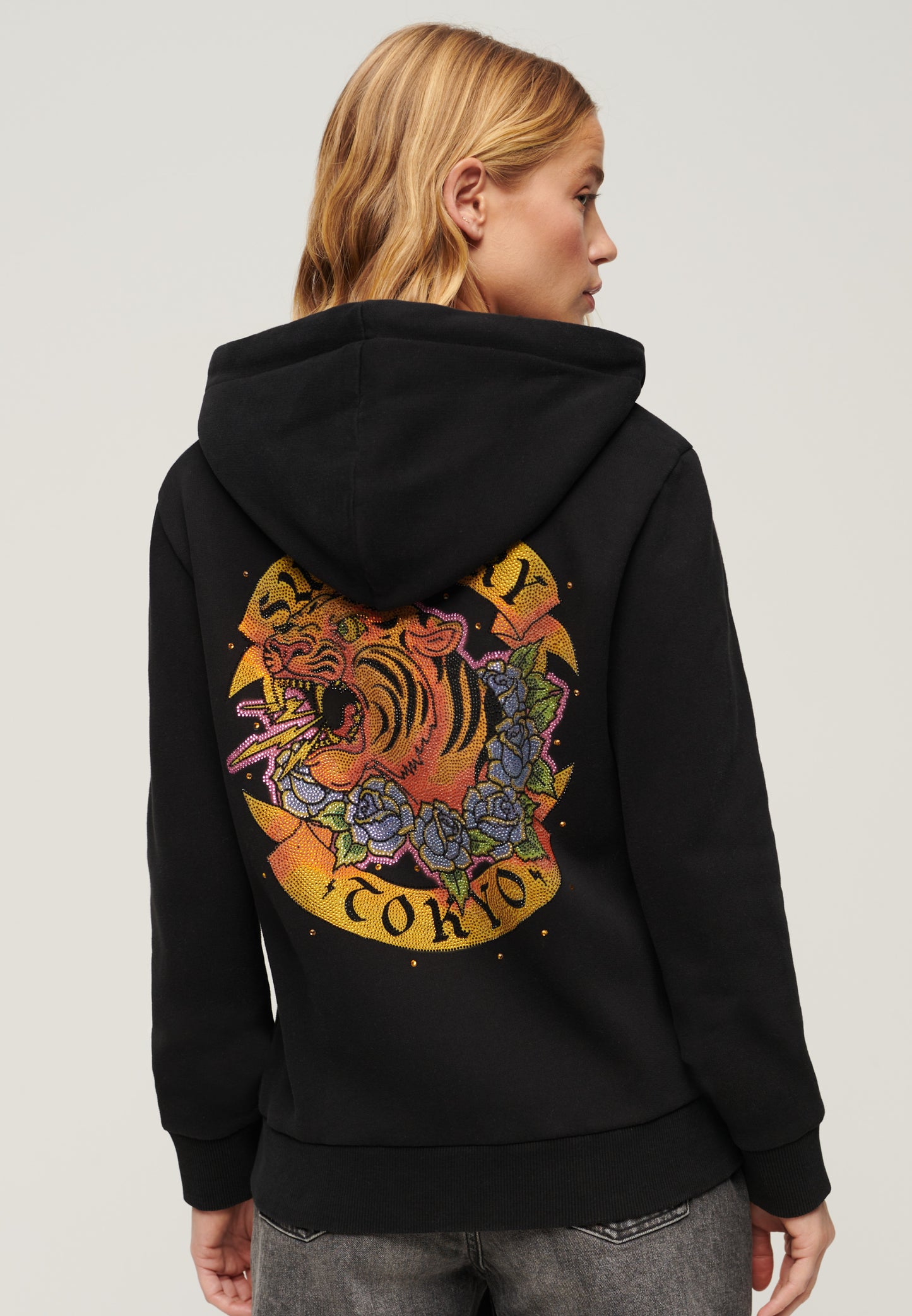 Tattoo Rhinestone Zip Hood (1)