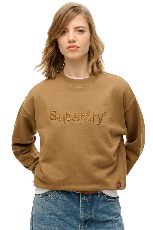Embroidered Core Logo Loose Crew Sweatshirt