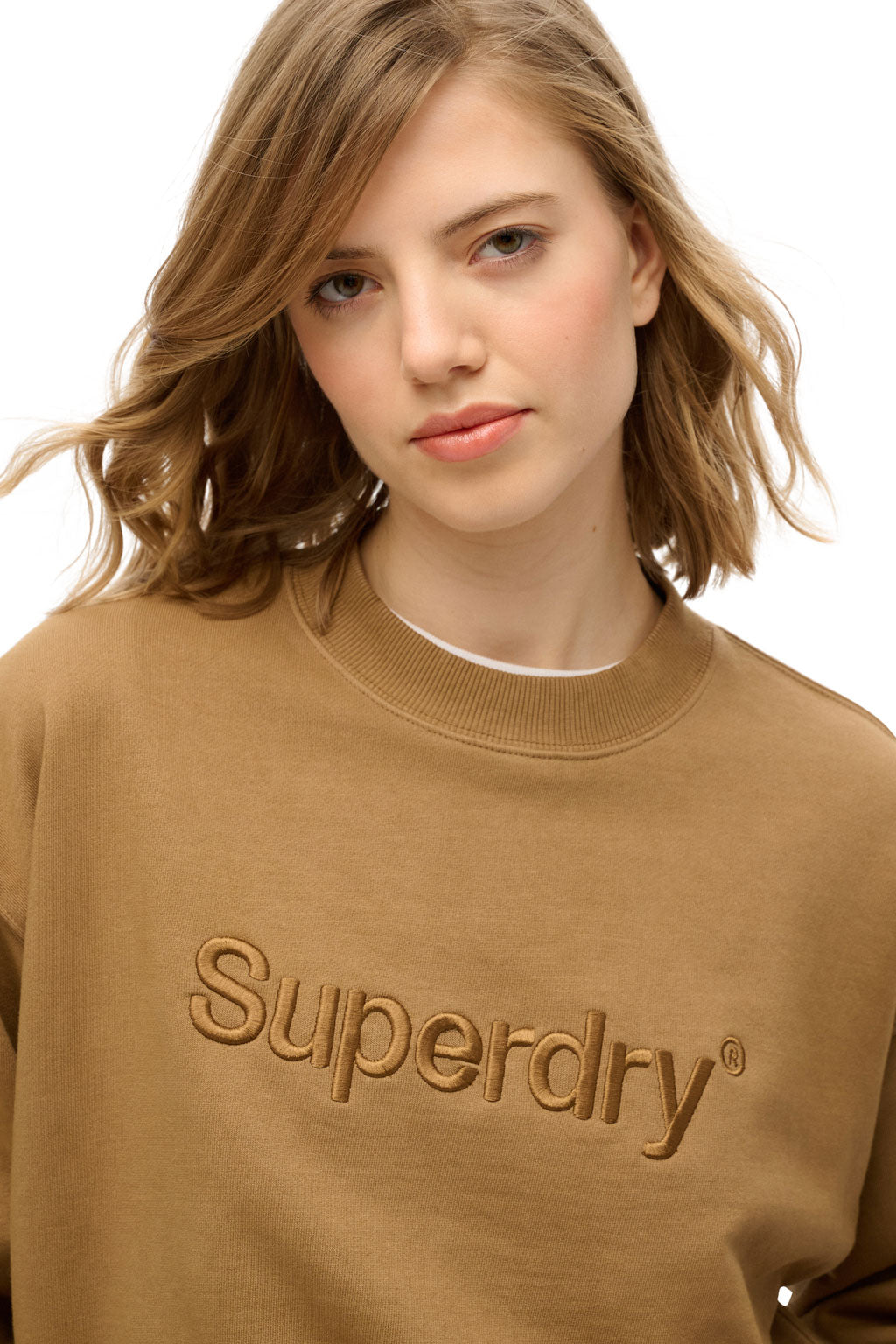 Embroidered Core Logo Loose Crew Sweatshirt (1)