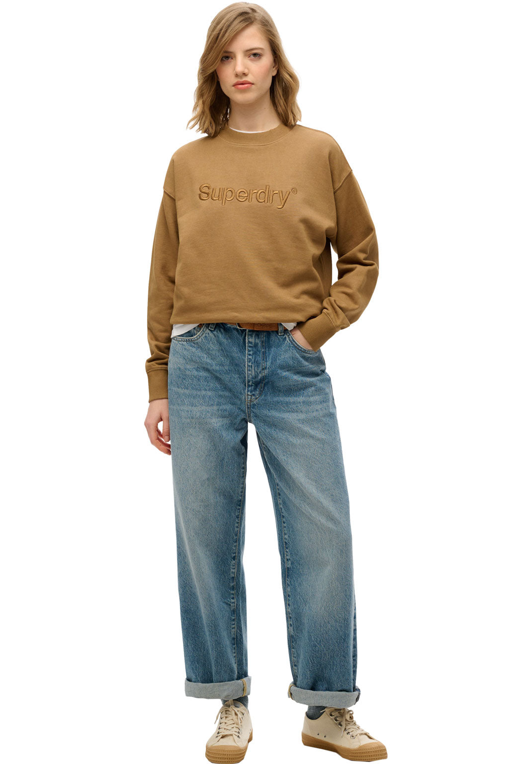 Embroidered Core Logo Loose Crew Sweatshirt (3)
