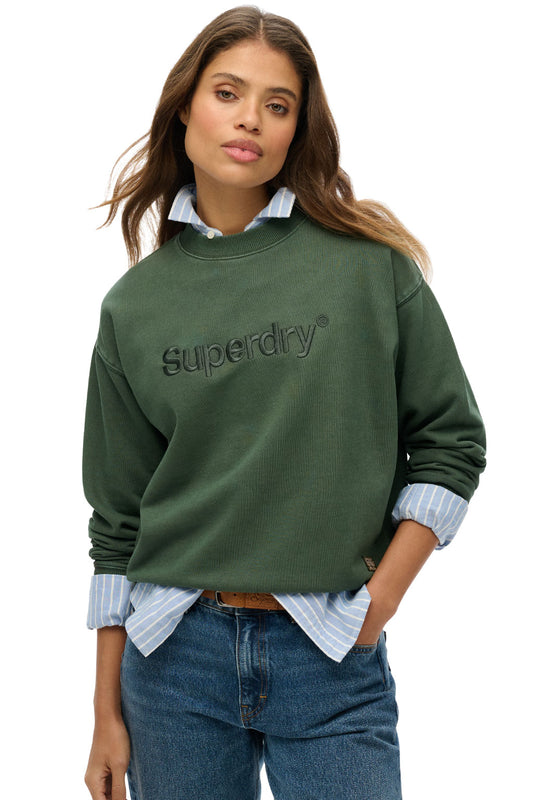Embroidered Core Logo Loose Crew Sweatshirt