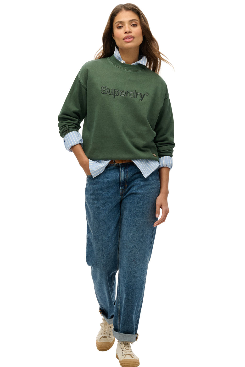 Embroidered Core Logo Loose Crew Sweatshirt (3)