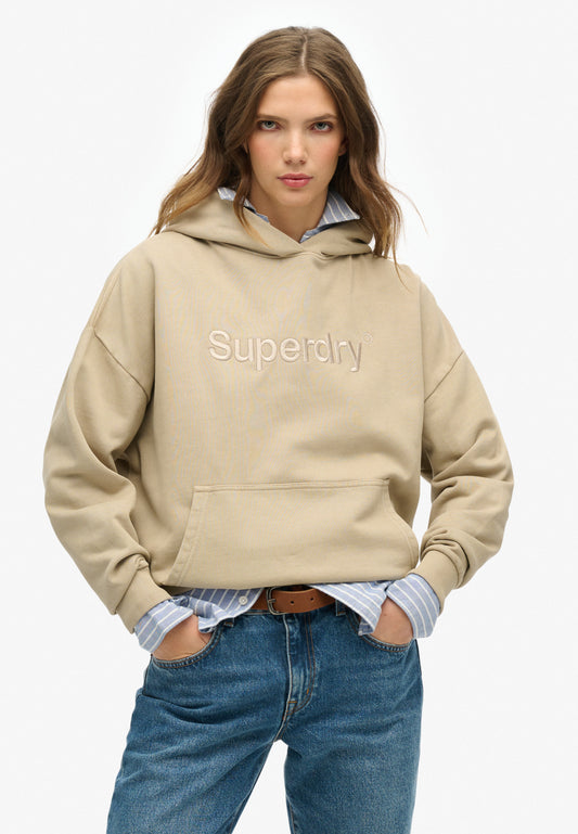 Embroidered Core Logo Relaxed Hoodie