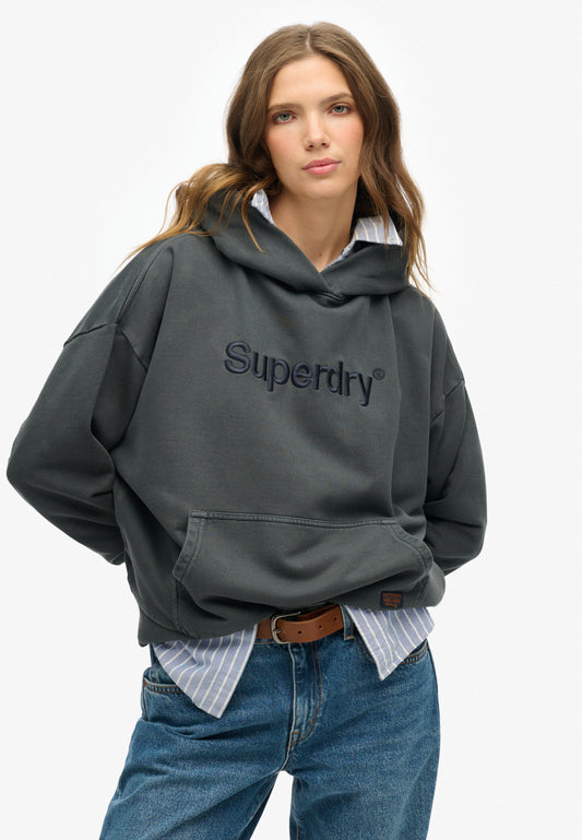 Embroidered Core Logo Relaxed Hoodie