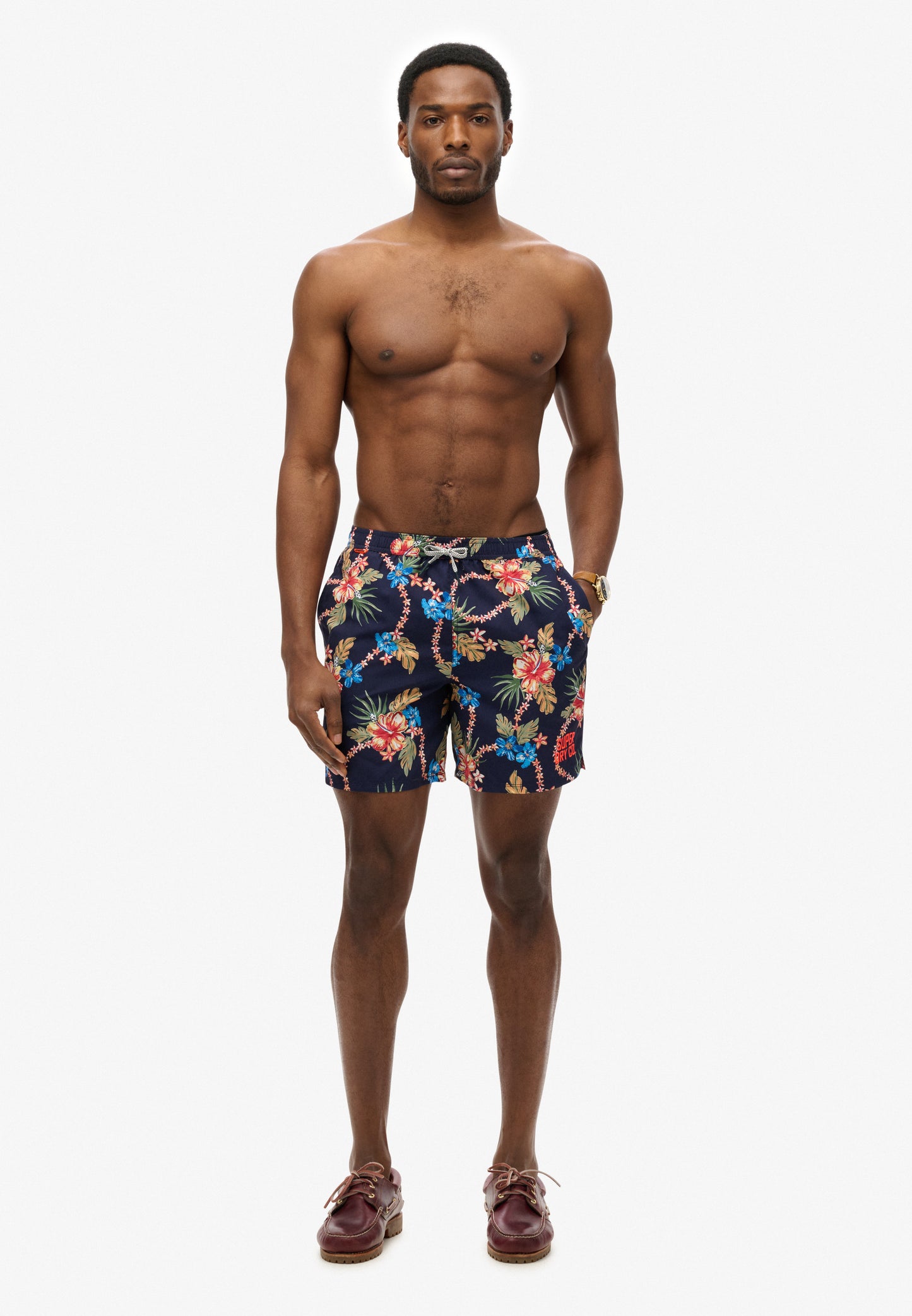 Hawaiian Print 16-Inch Swim Short