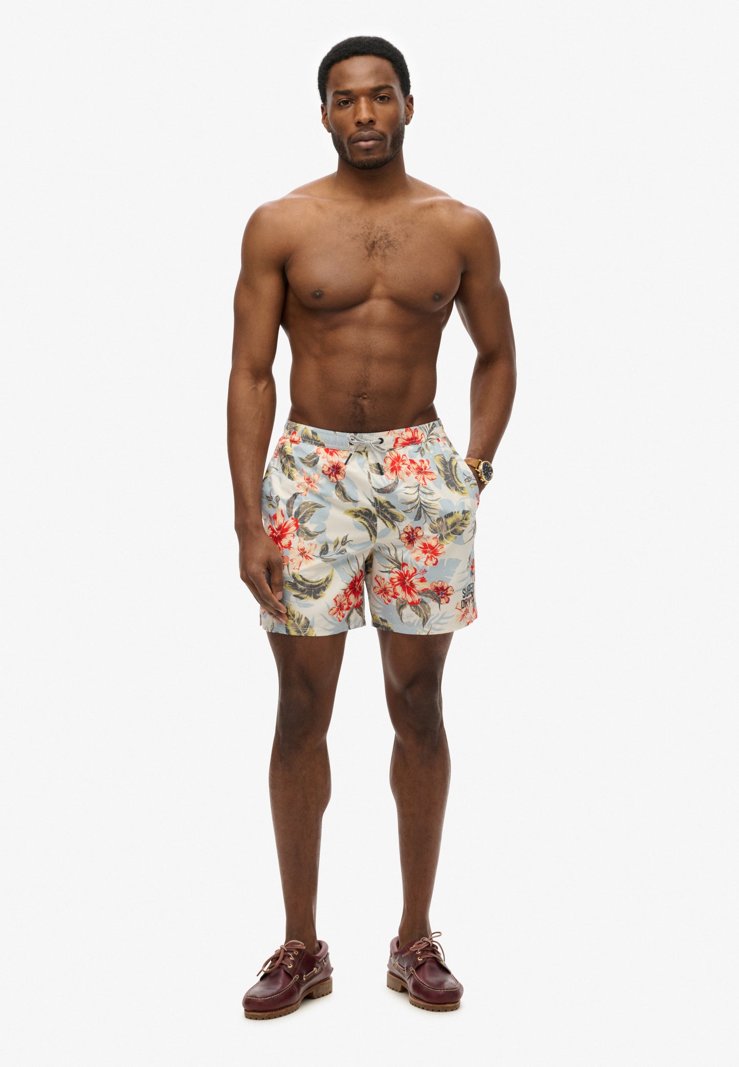 Hawaiian Print 16-Inch Swim Short