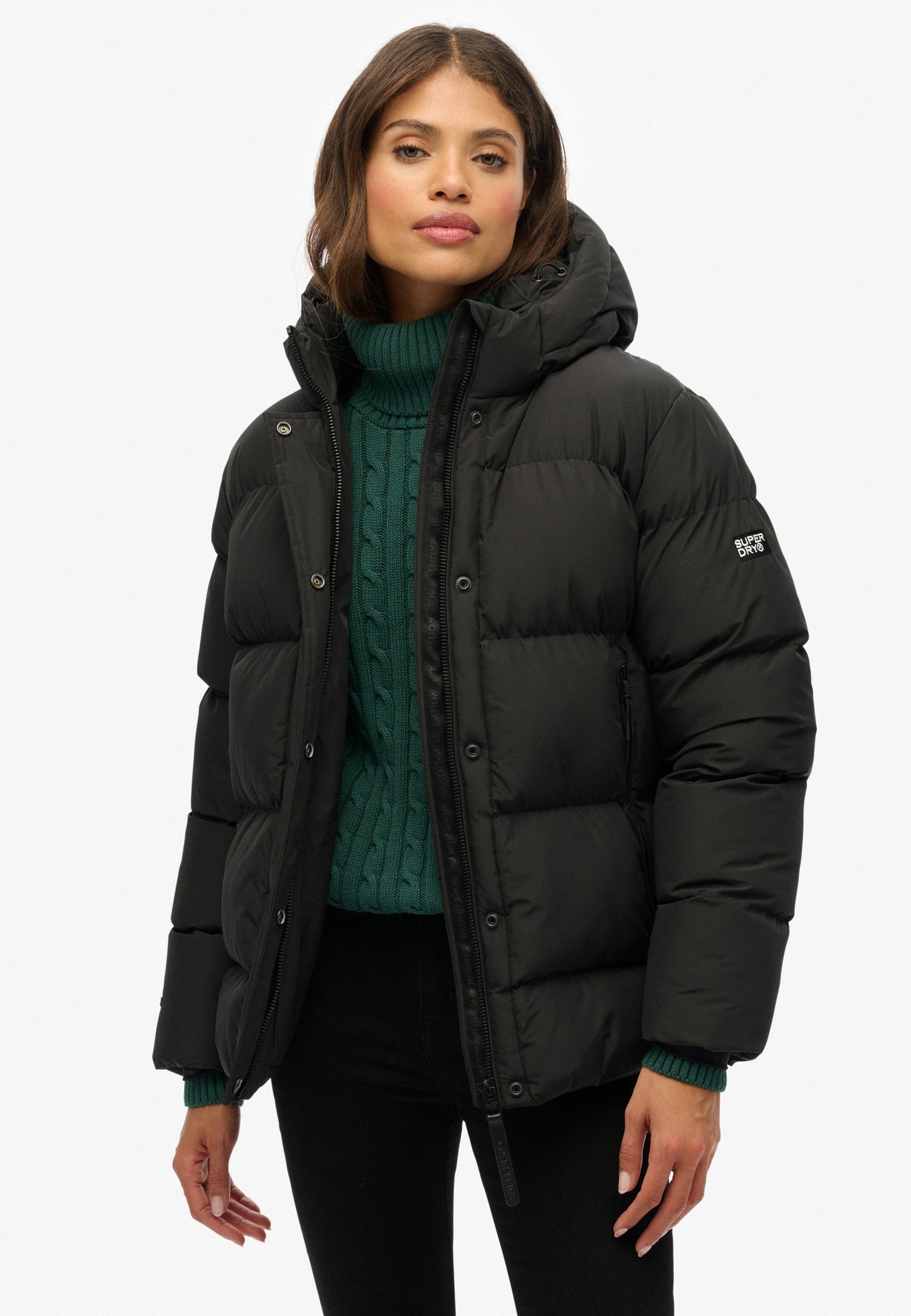 Hooded Mid Length Sports Puffer Jacket (3)