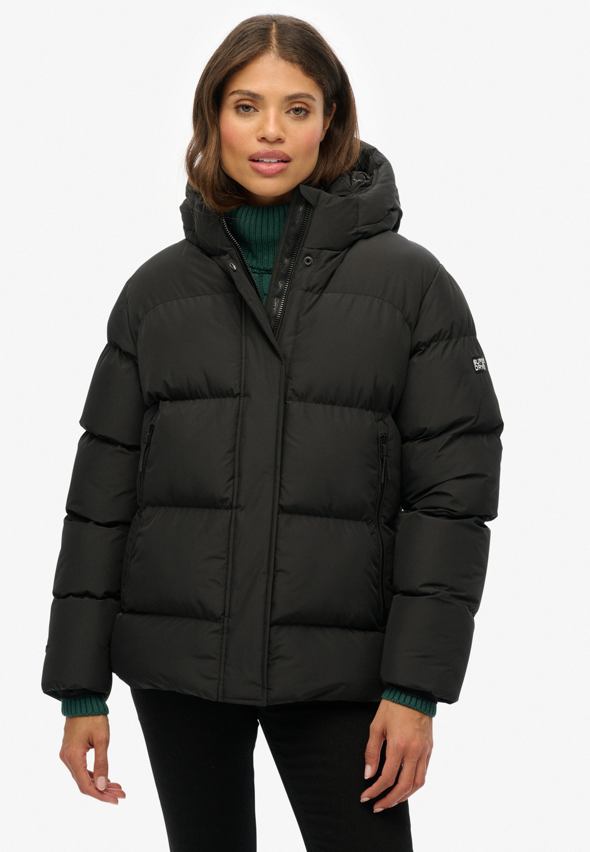 Hooded Mid Length Sports Puffer Jacket (4)