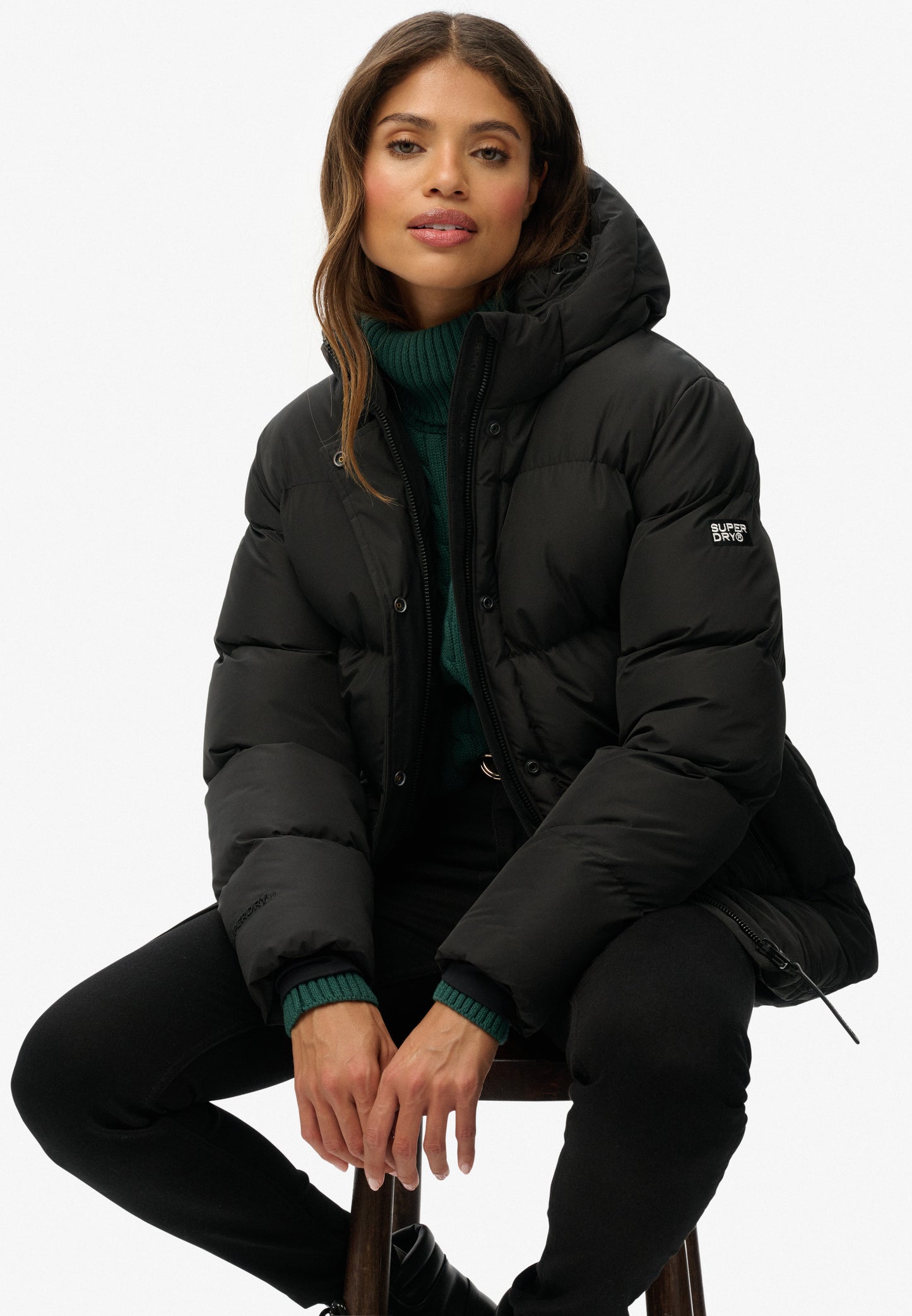 Hooded Mid Length Sports Puffer Jacket (1)