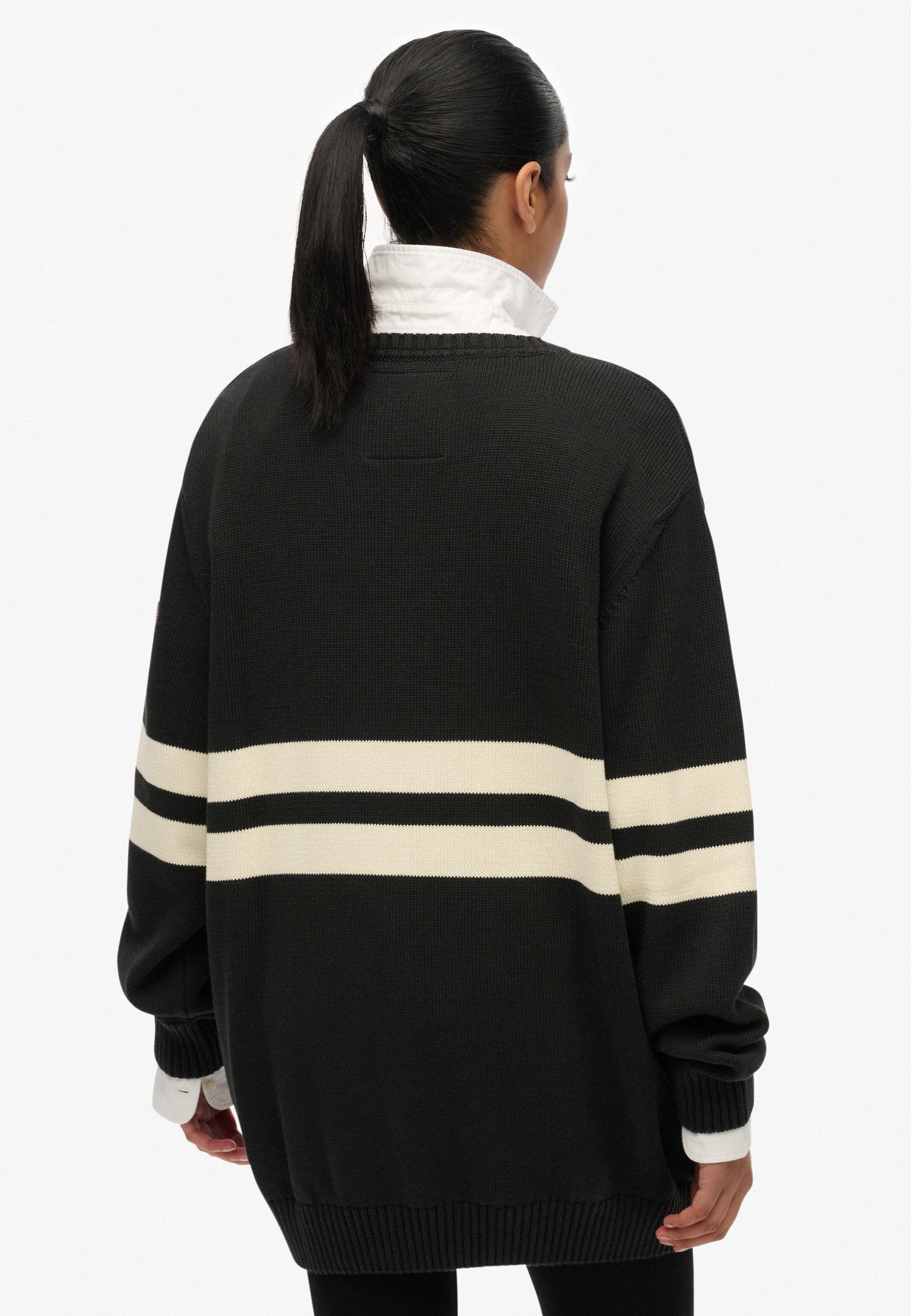 Oversized Striped V-Neck Jumper (2)