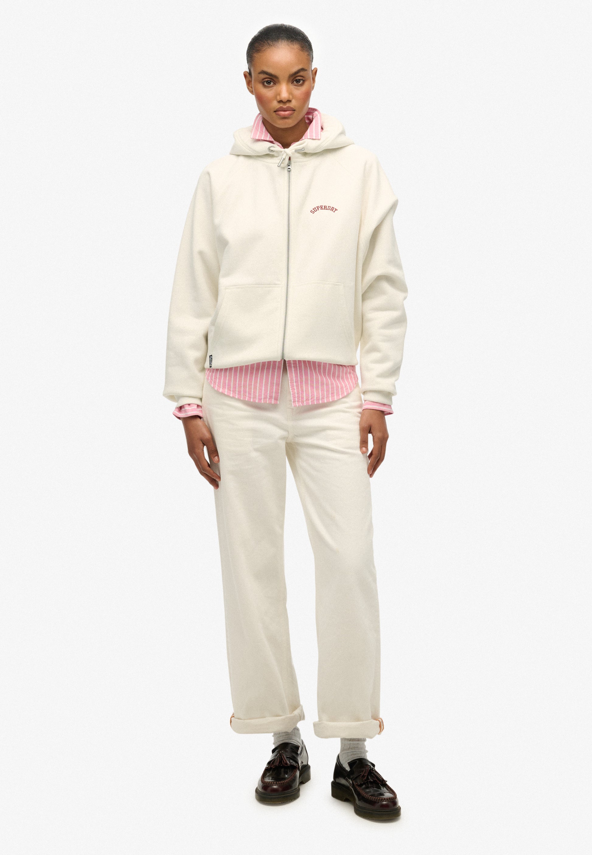 Essential Logo Half Brushed Zip Hoodie (6)
