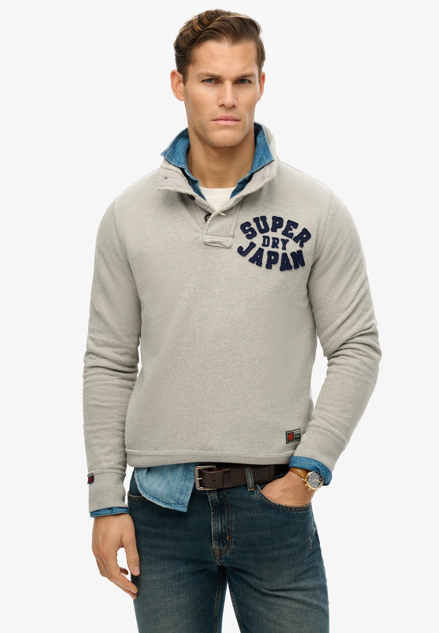 Vintage Athletic Henley Sweatshirt