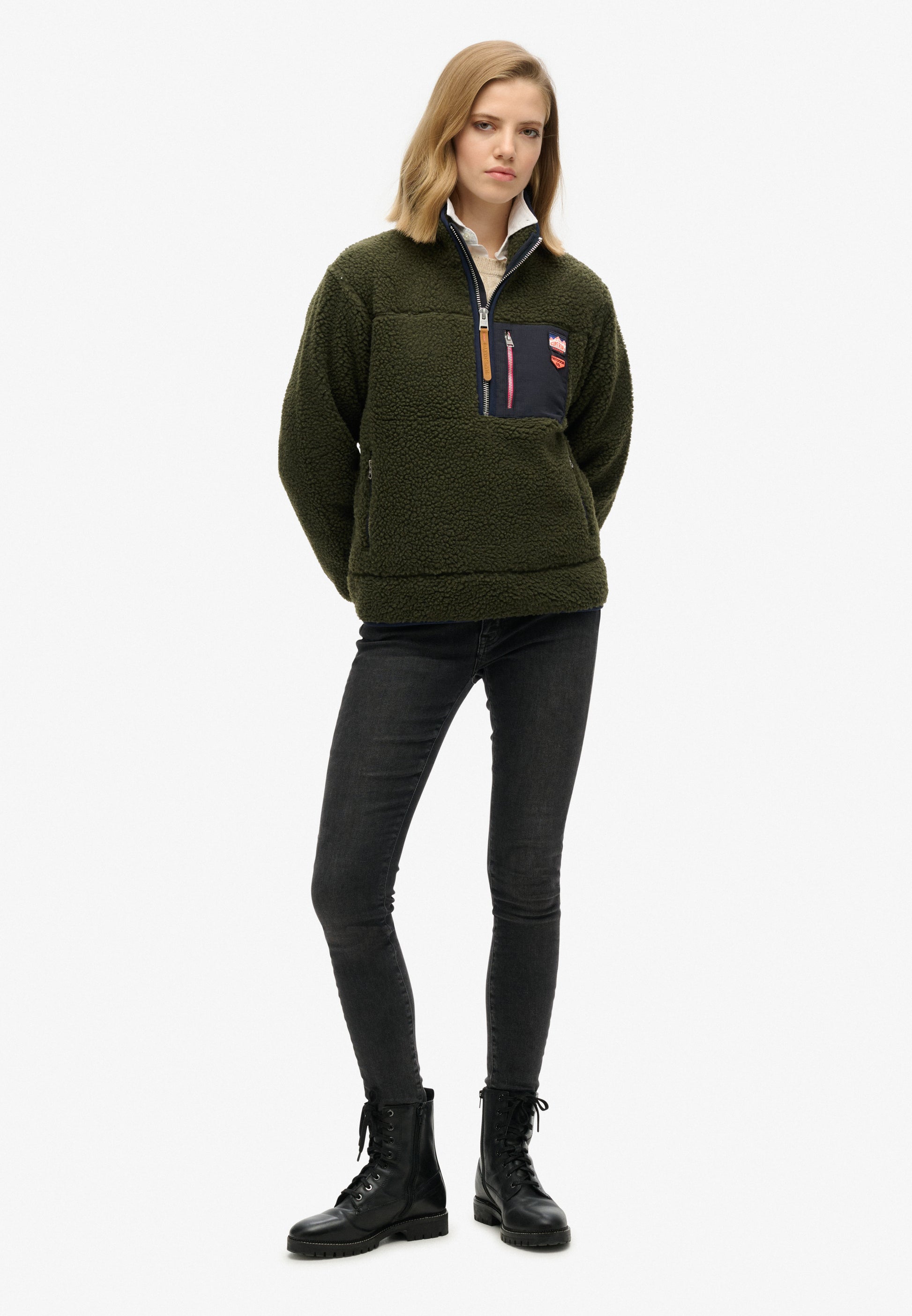 Vintage Retro Half Zip Fleece Jumper