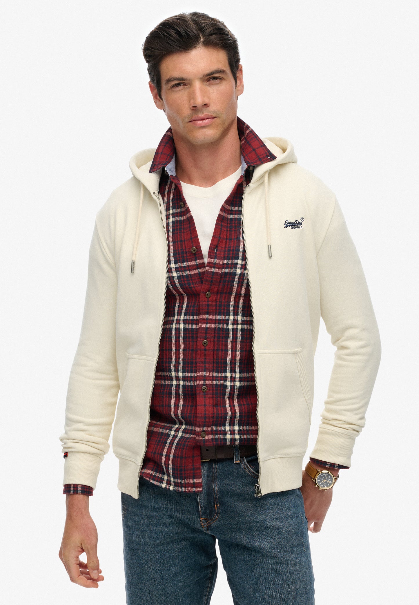 Essential Logo Half Brushed Zip Hoodie