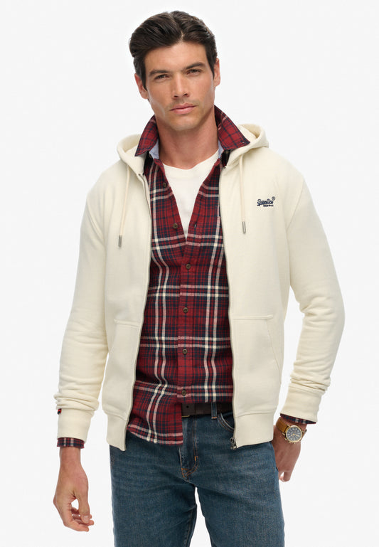 Essential Logo Half Brushed Zip Hoodie