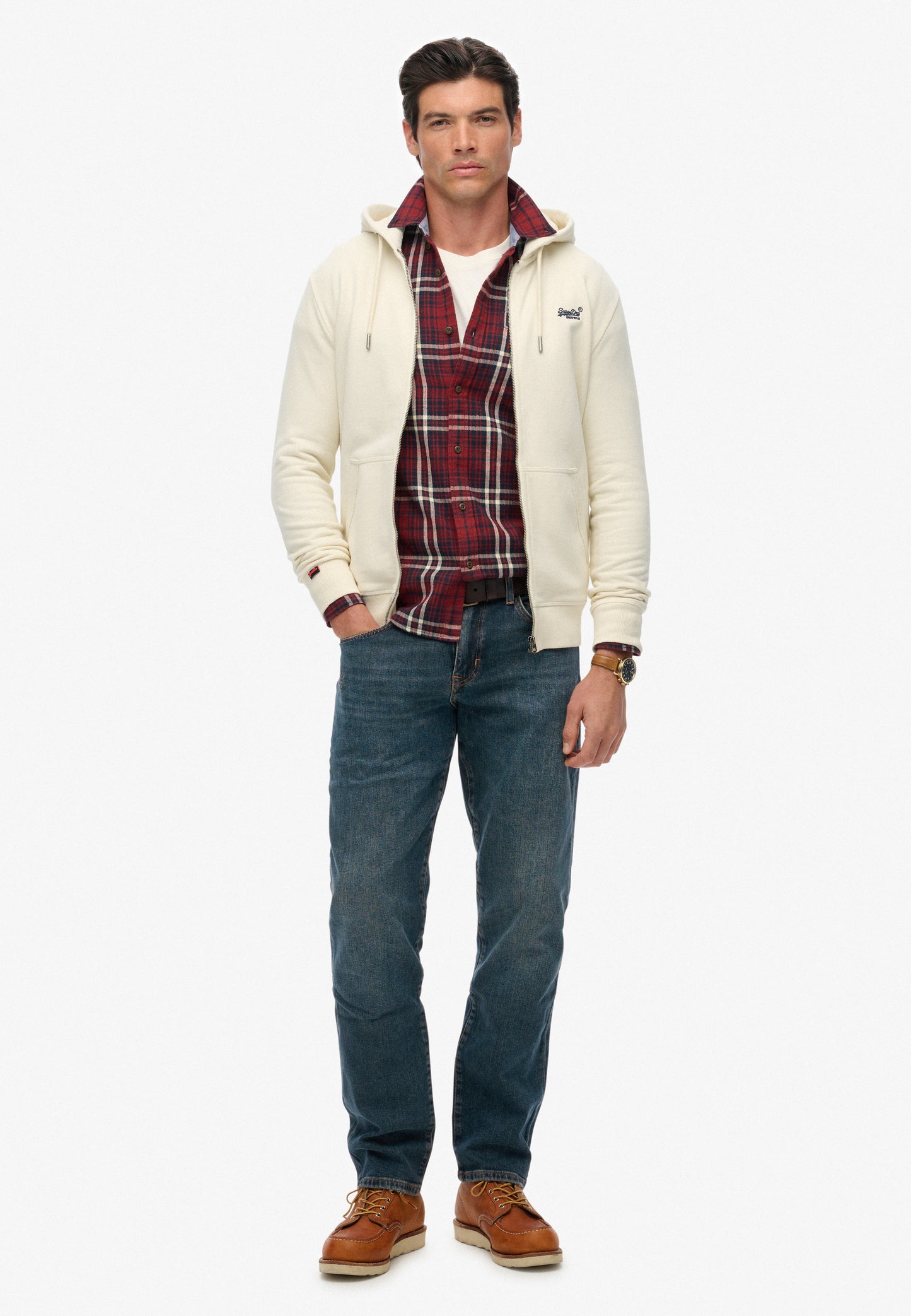 Essential Logo Half Brushed Zip Hoodie (4)