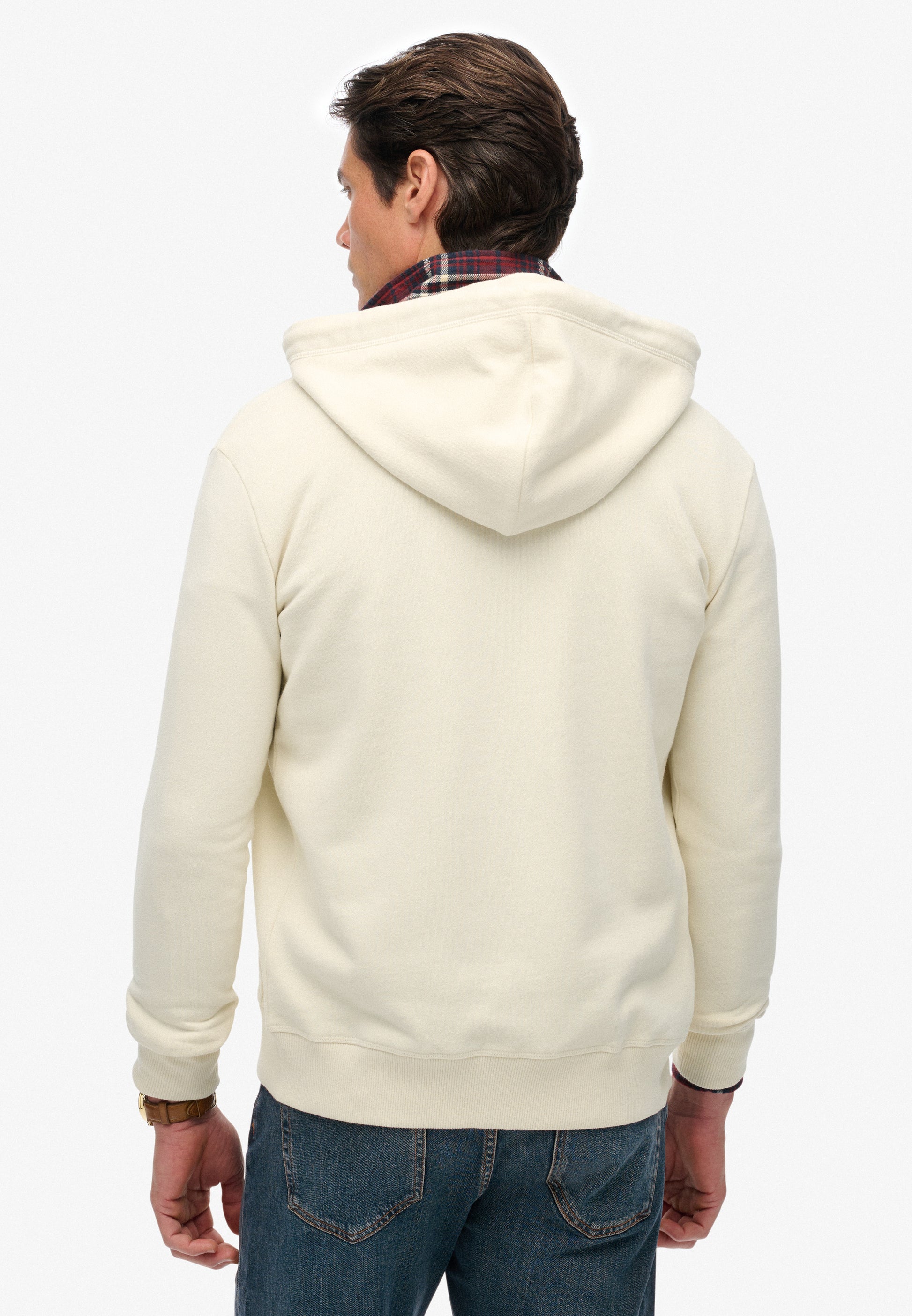 Essential Logo Half Brushed Zip Hoodie (2)