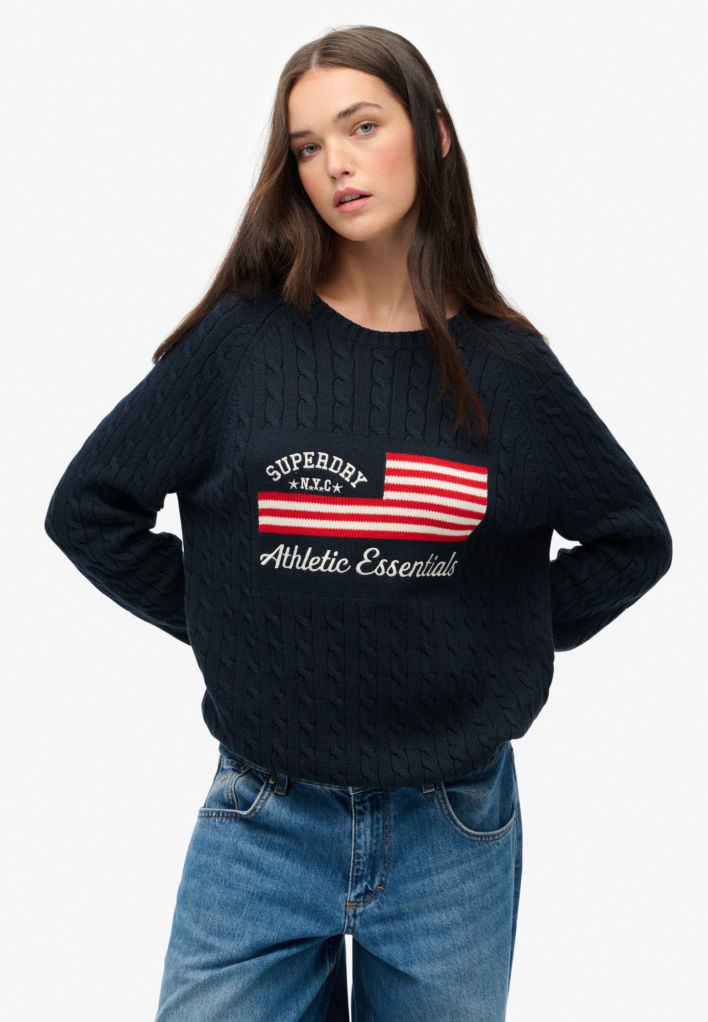 Slouchy Cable Flag Knit Jumper (1)