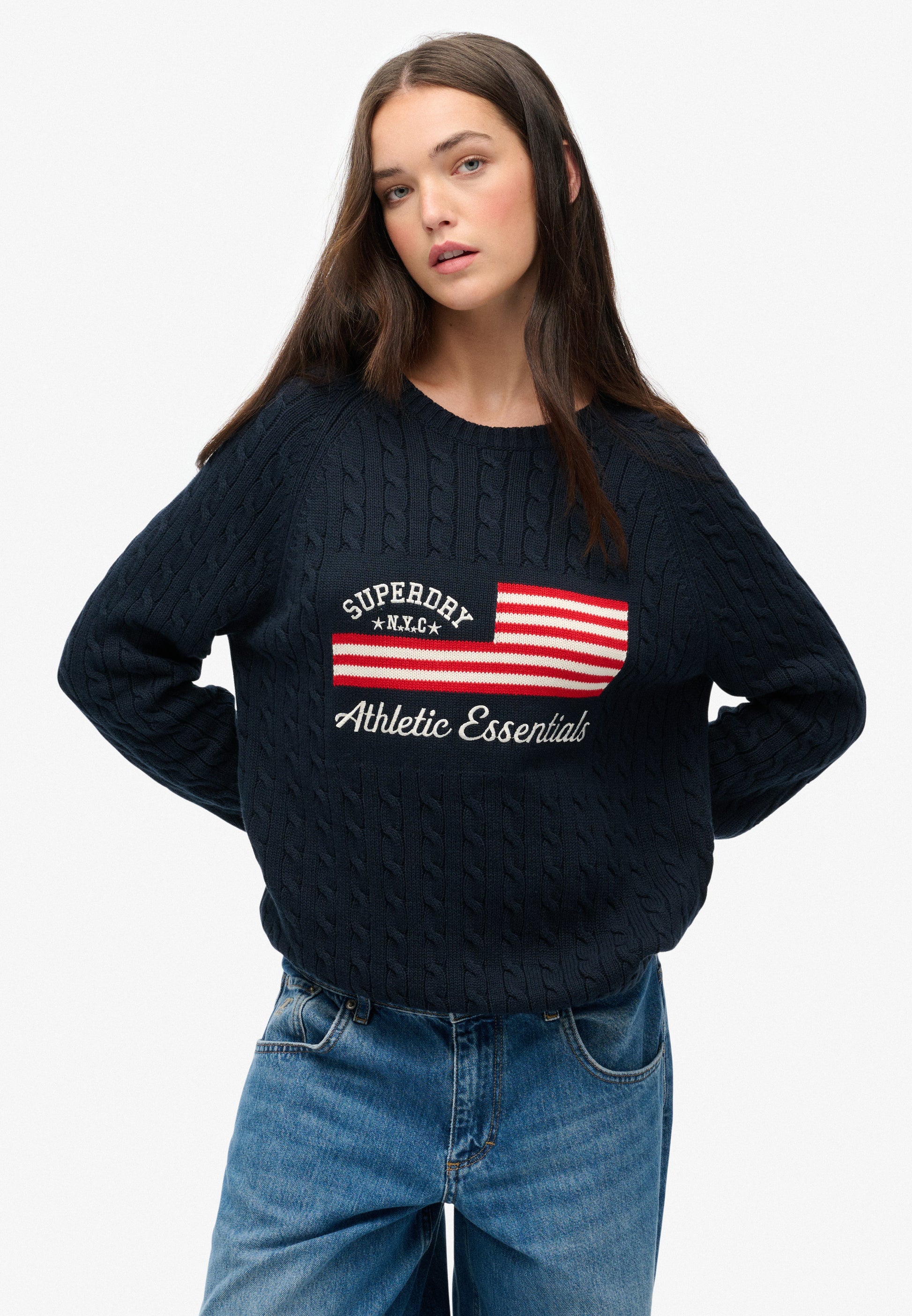 Slouchy Cable Flag Knit Jumper (1)