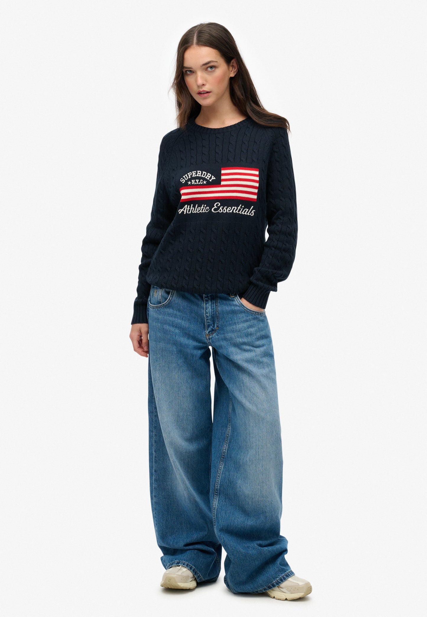Slouchy Cable Flag Knit Jumper
