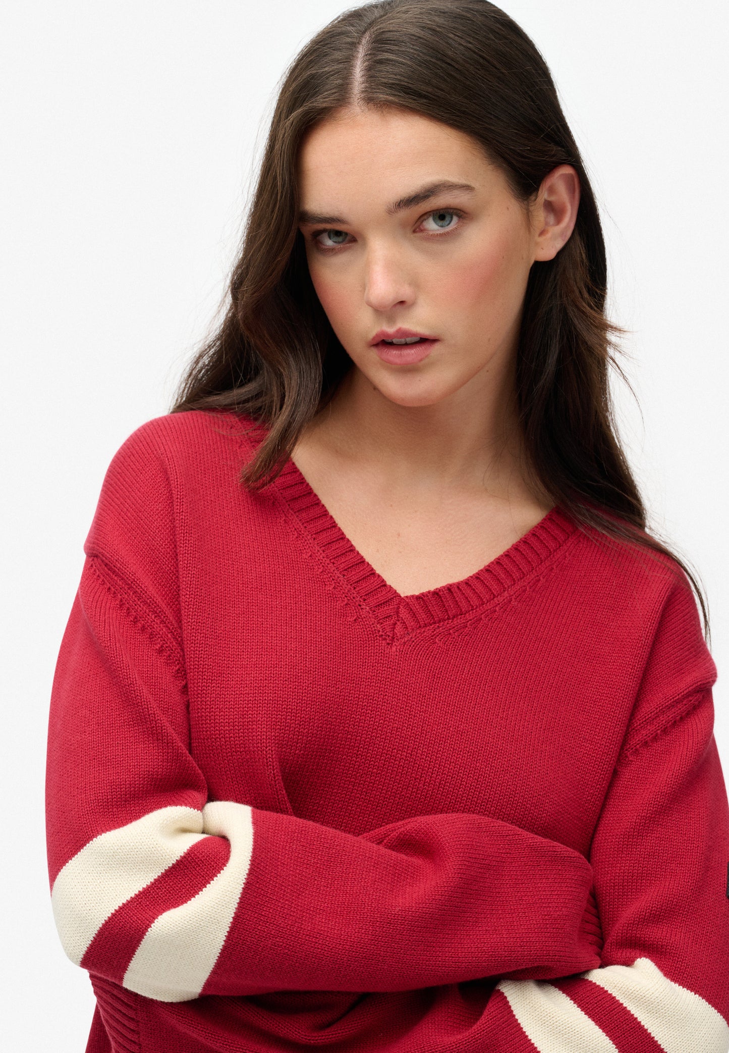 Oversized Striped V-Neck Jumper (3)