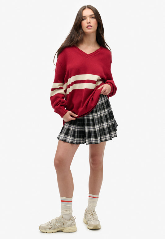 Oversized Striped V-Neck Jumper