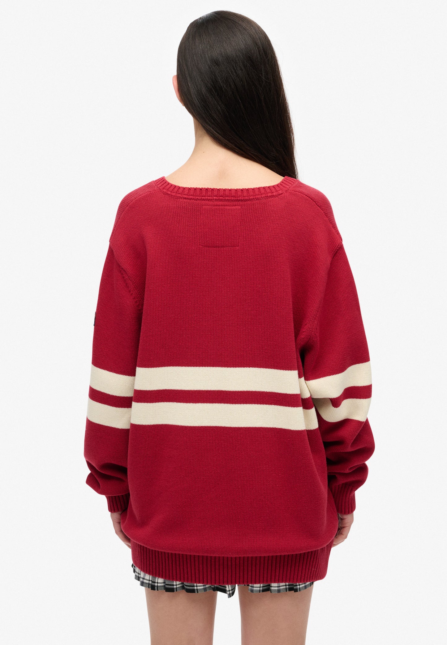 Oversized Striped V-Neck Jumper (2)