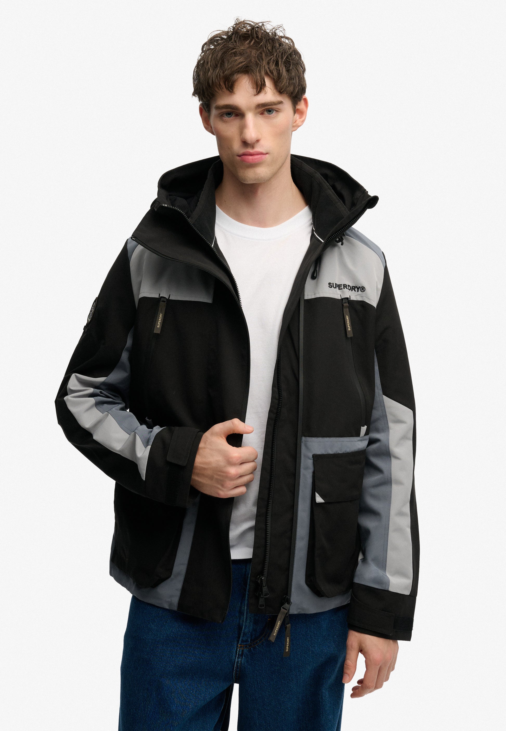 Hooded Colour Block Windbreaker Jacket (1)