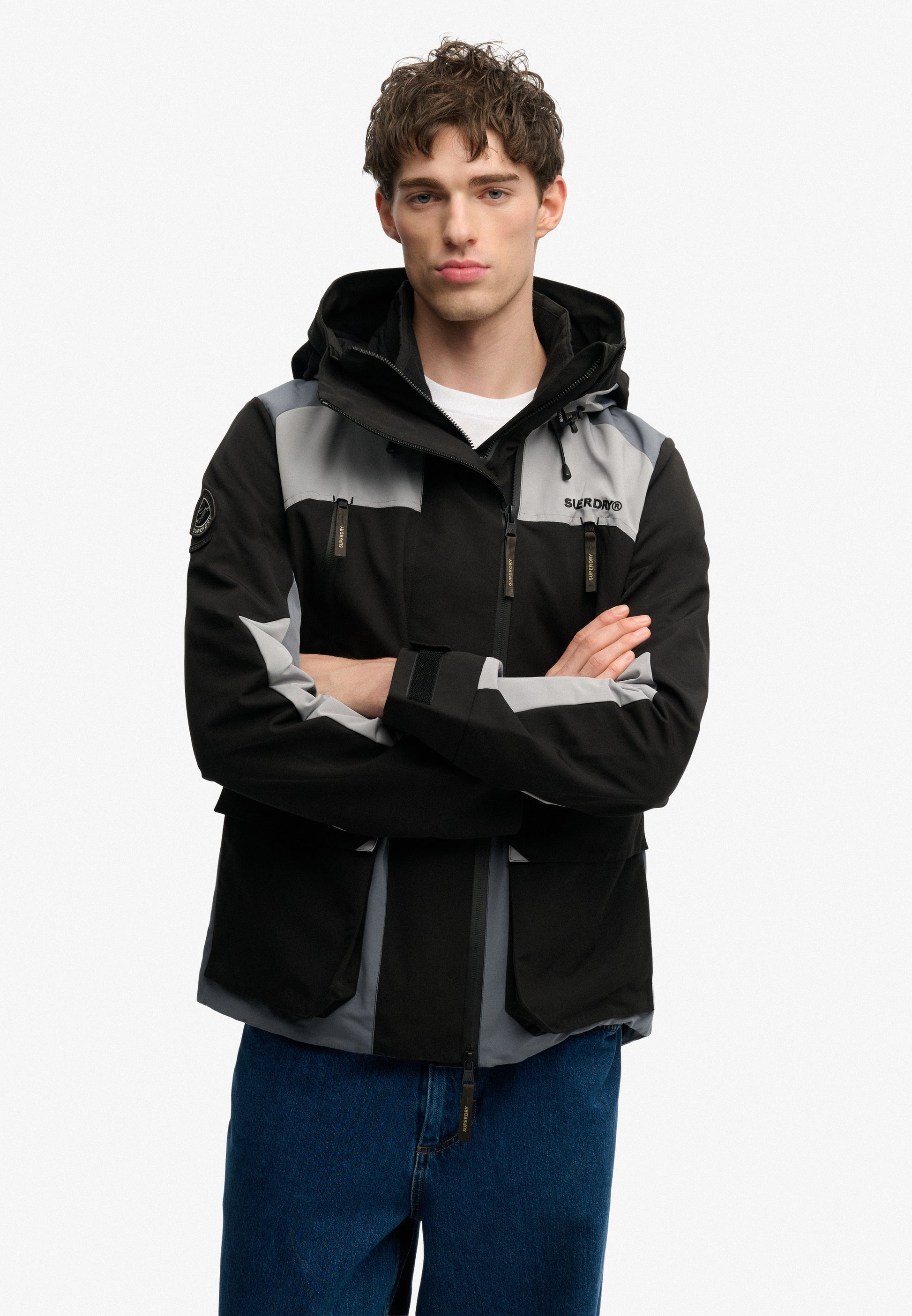 Hooded Colour Block Windbreaker Jacket (4)