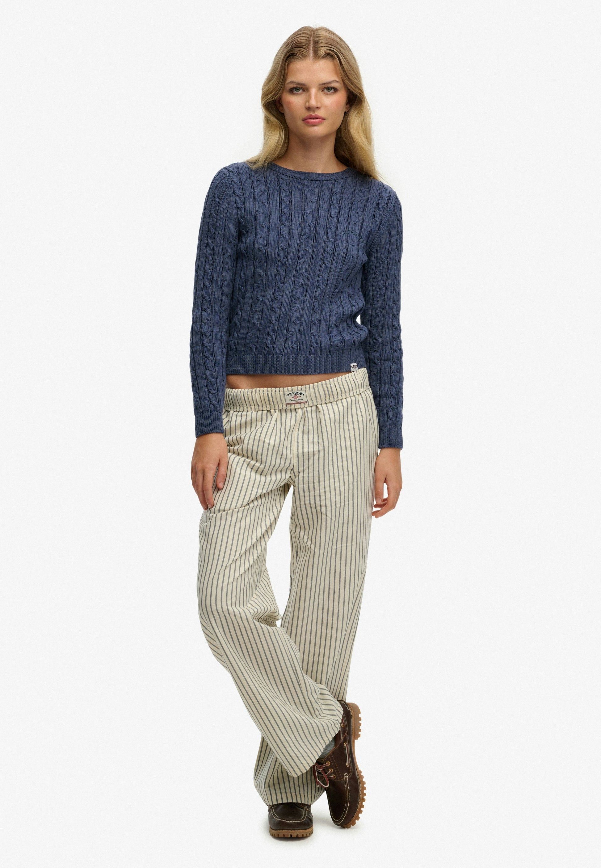 Organic Cotton Stripe Elasticated Trousers
