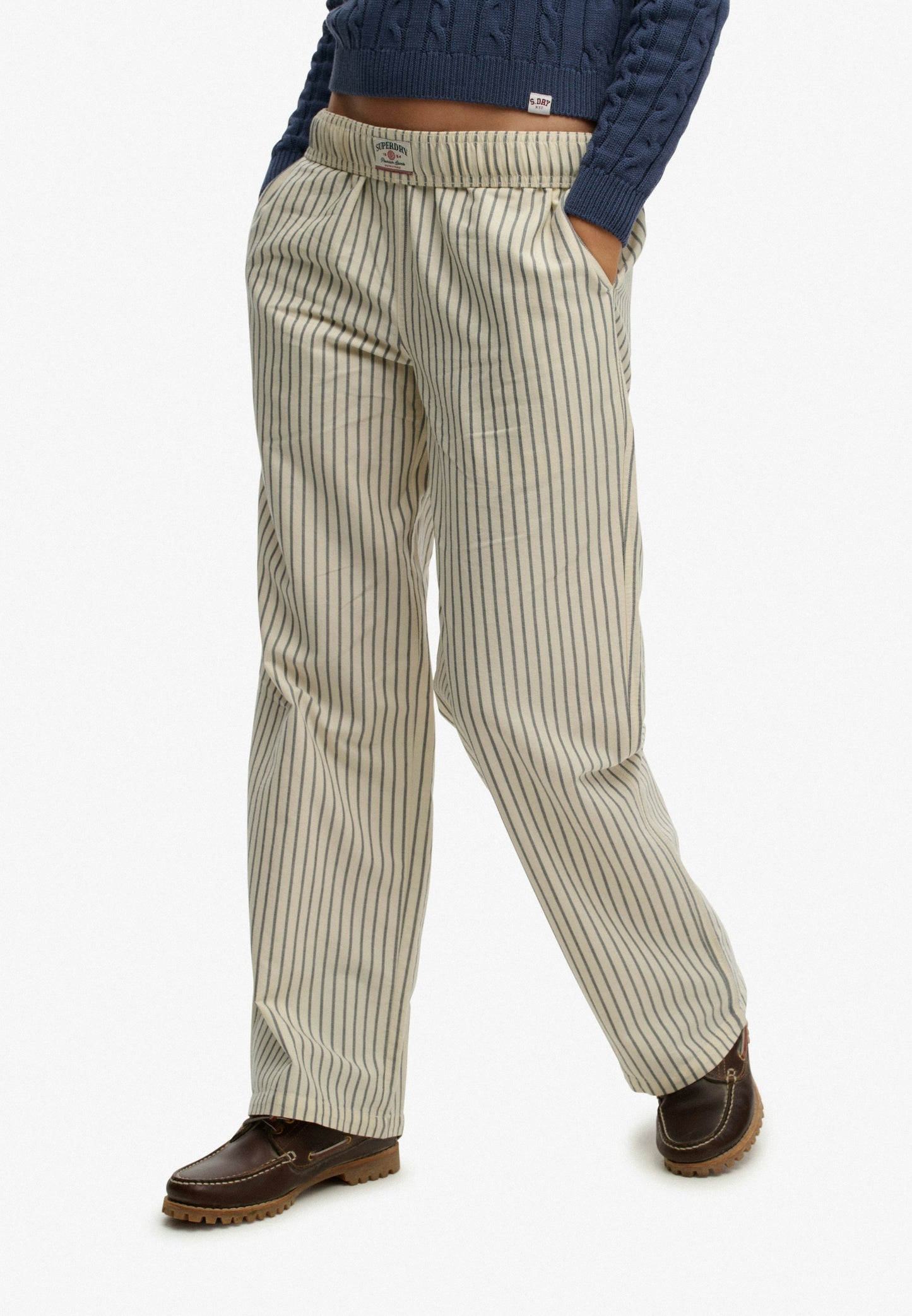 Organic Cotton Stripe Elasticated Trousers (3)