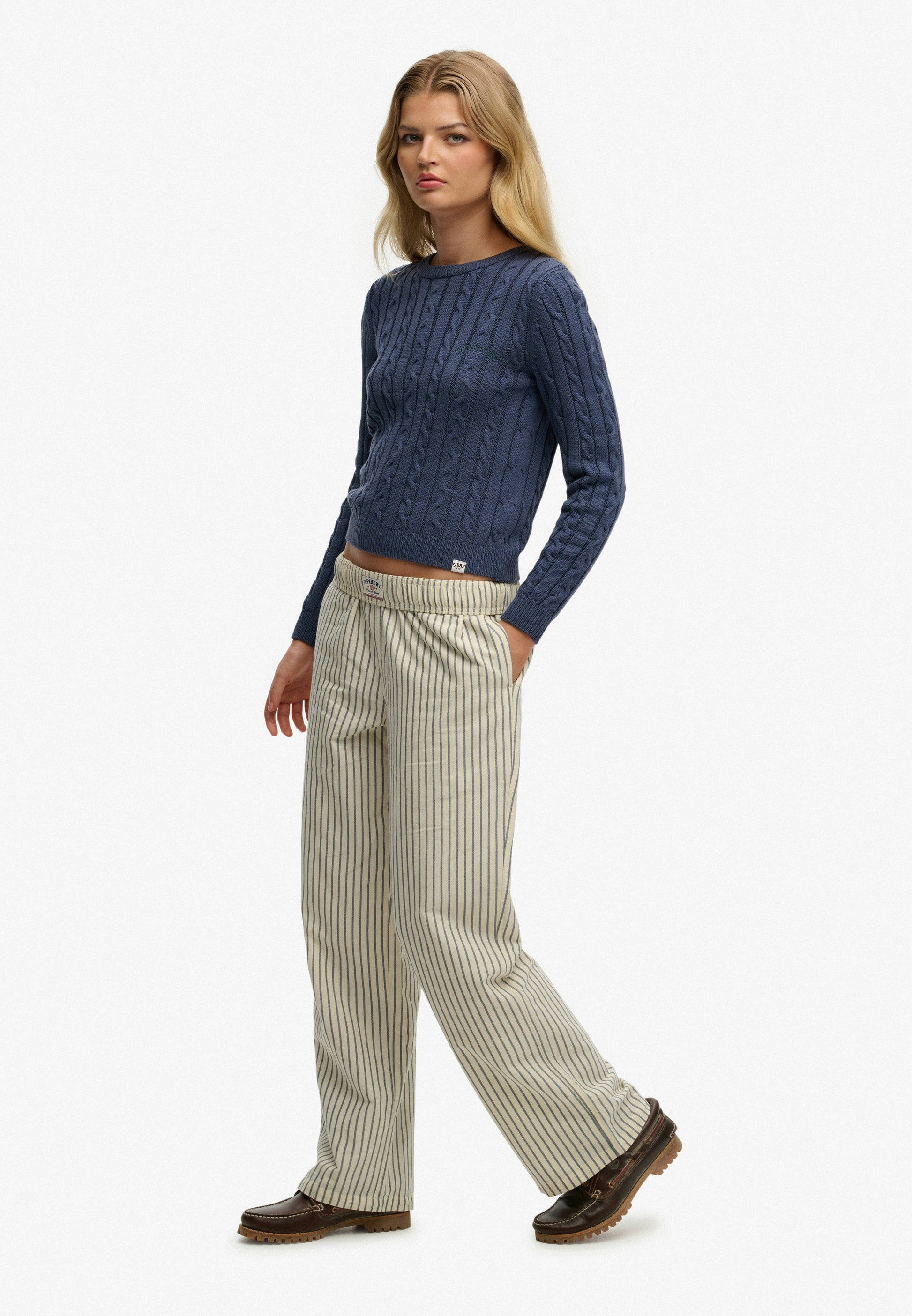 Organic Cotton Stripe Elasticated Trousers (1)