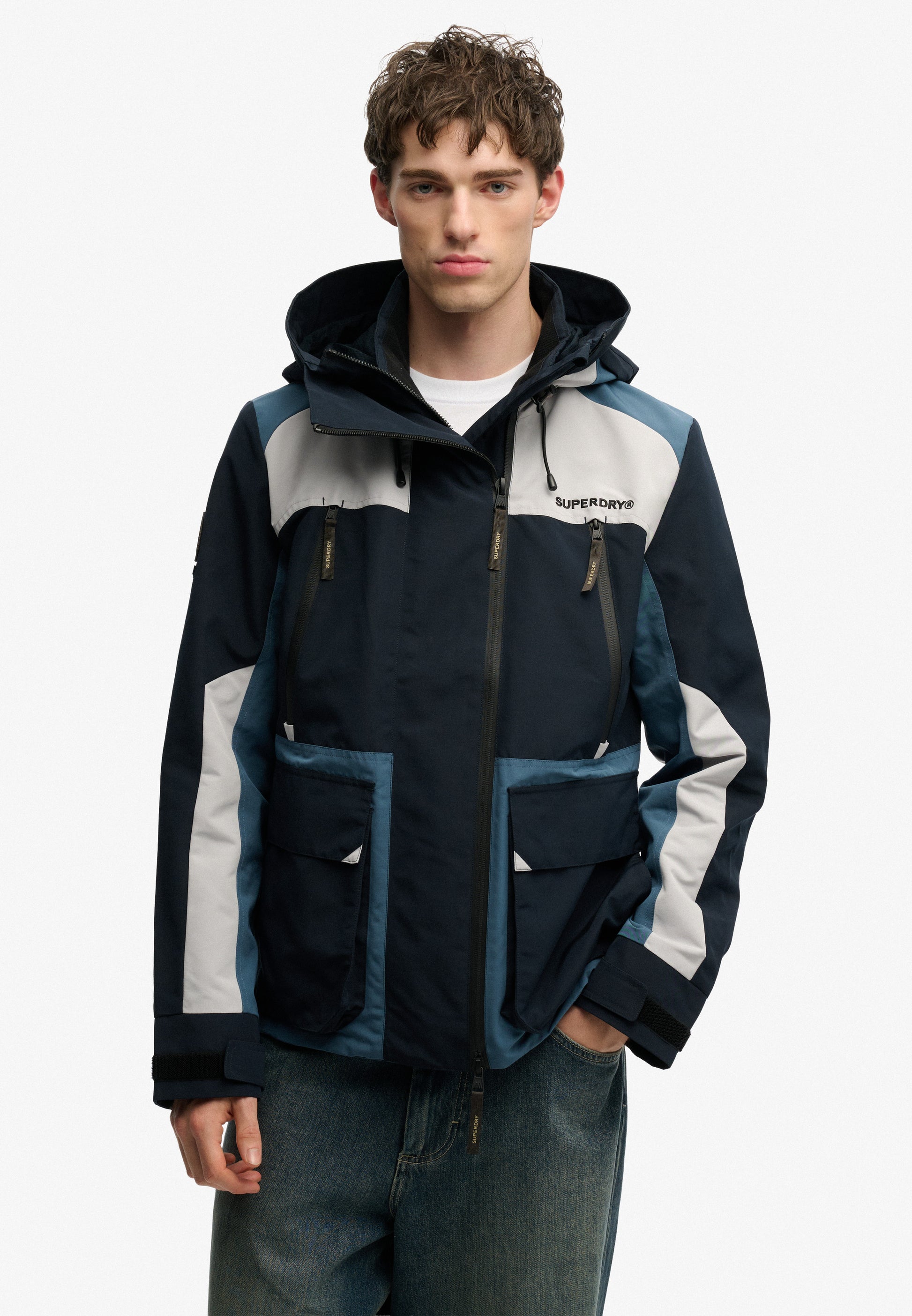 Hooded Colour Block Windbreaker Jacket (1)