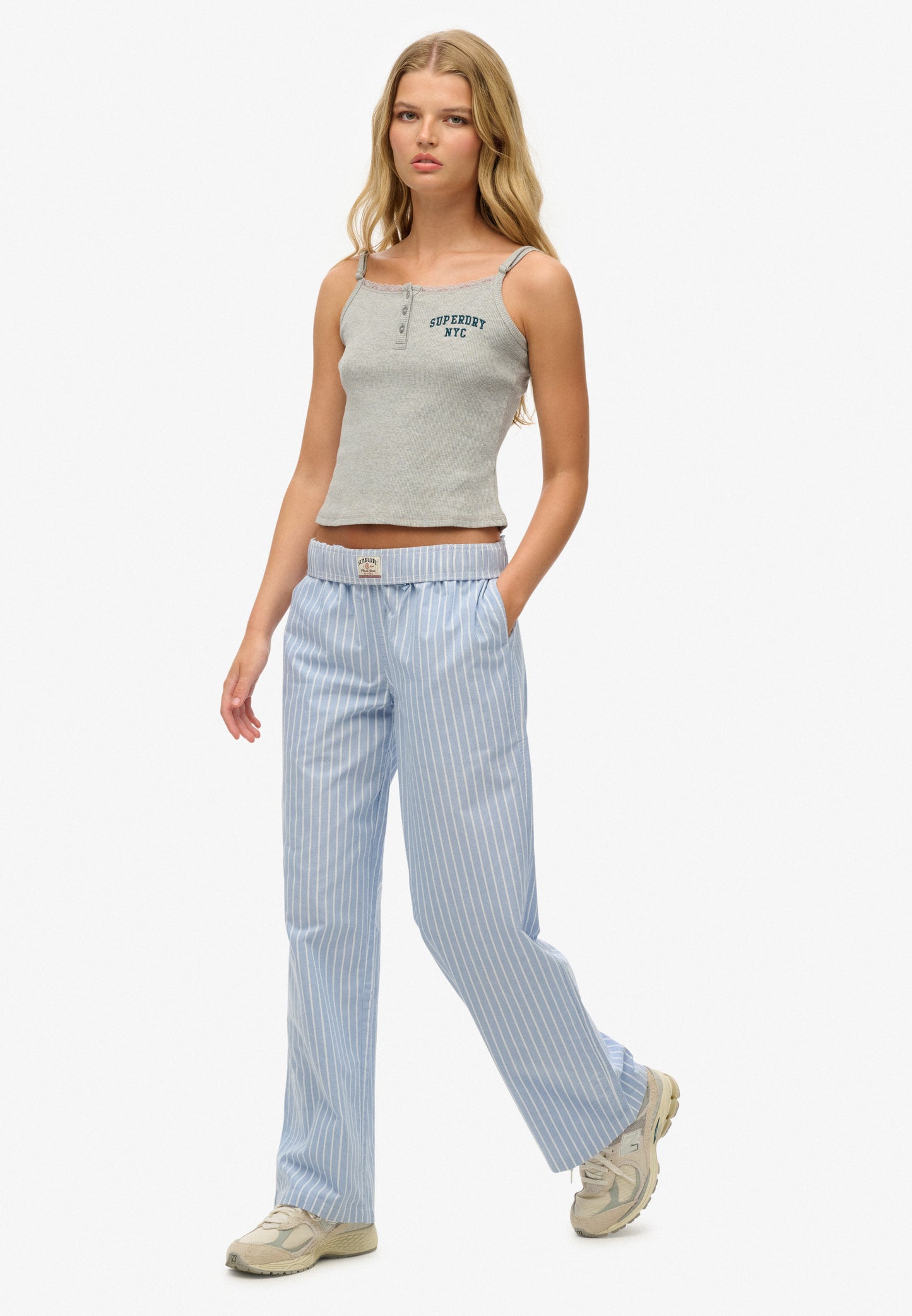 Organic Cotton Stripe Elasticated Trousers
