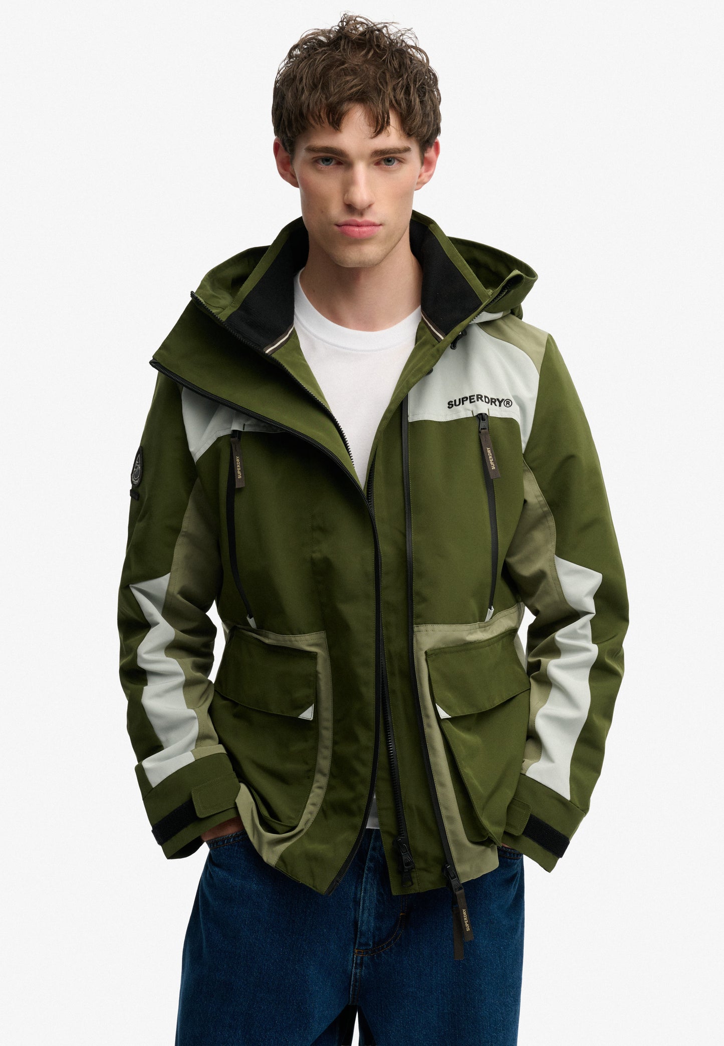 Hooded Colour Block Windbreaker Jacket (1)