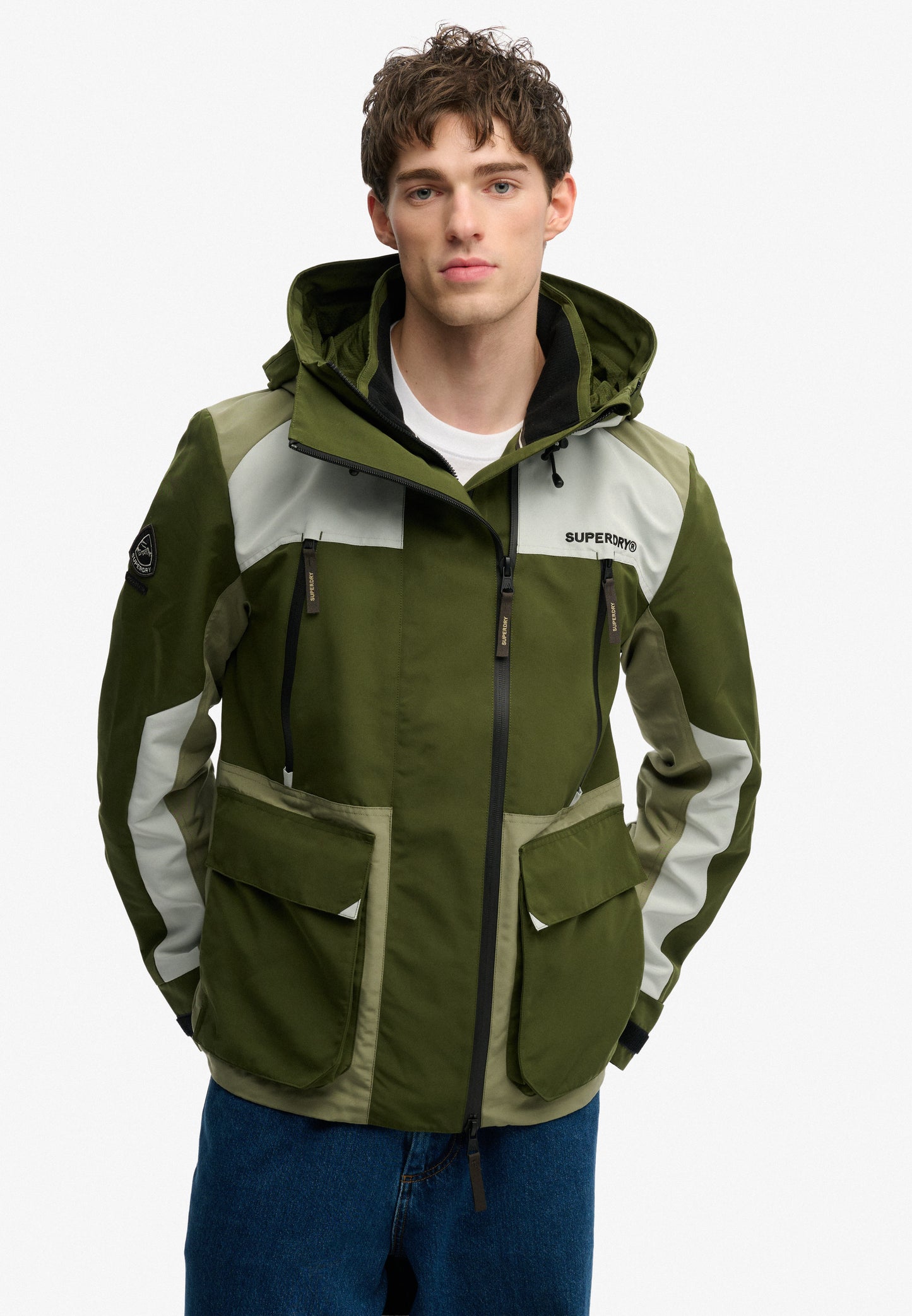 Hooded Colour Block Windbreaker Jacket (4)