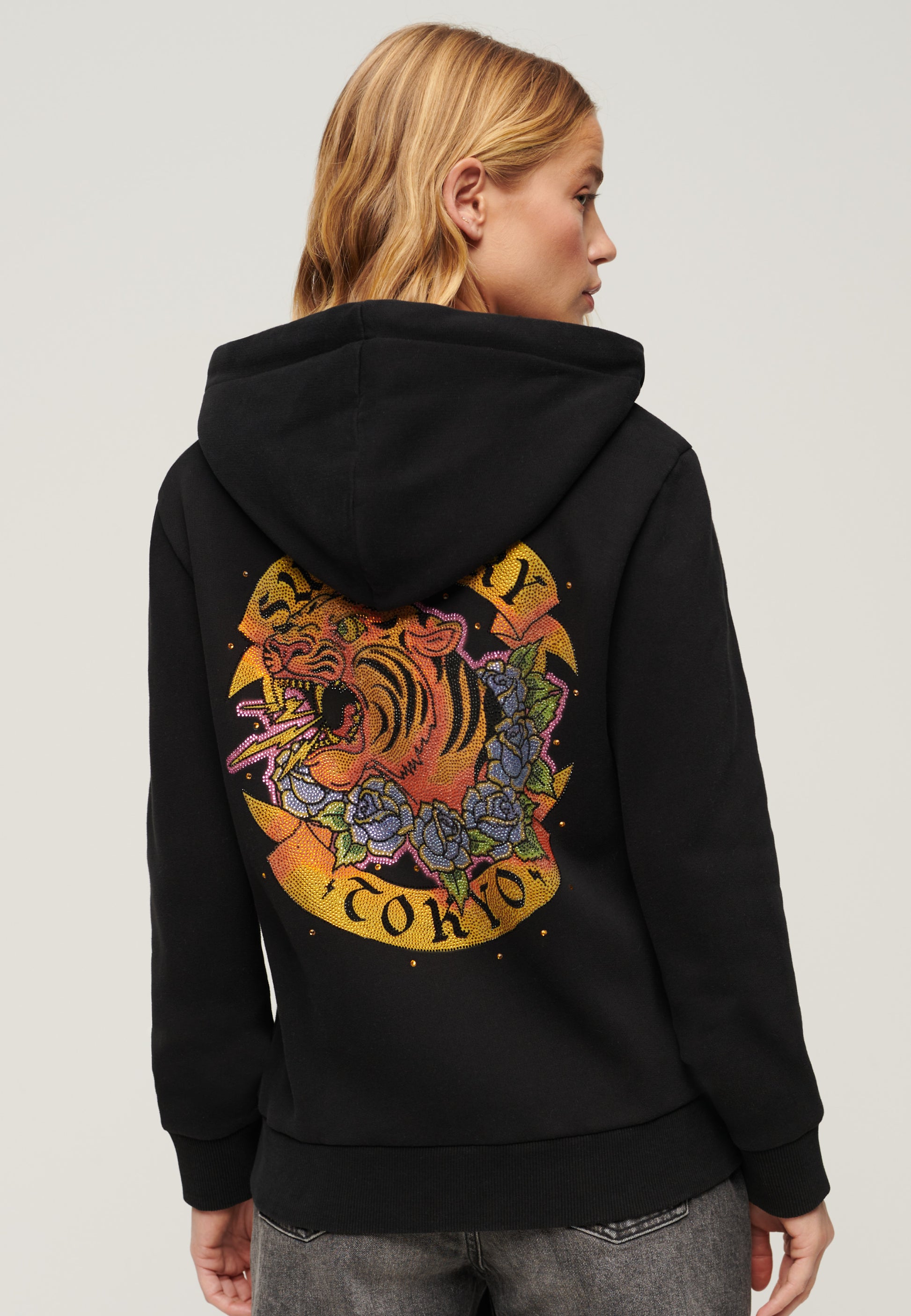 Tattoo Rhinestone Zip Hood (1)